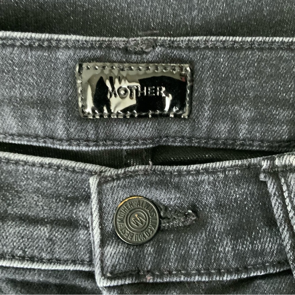MOTHER Jeans Hustler Ankle Fray Encounters at Night Cropped Black Size 29 - Picture 10 of 15